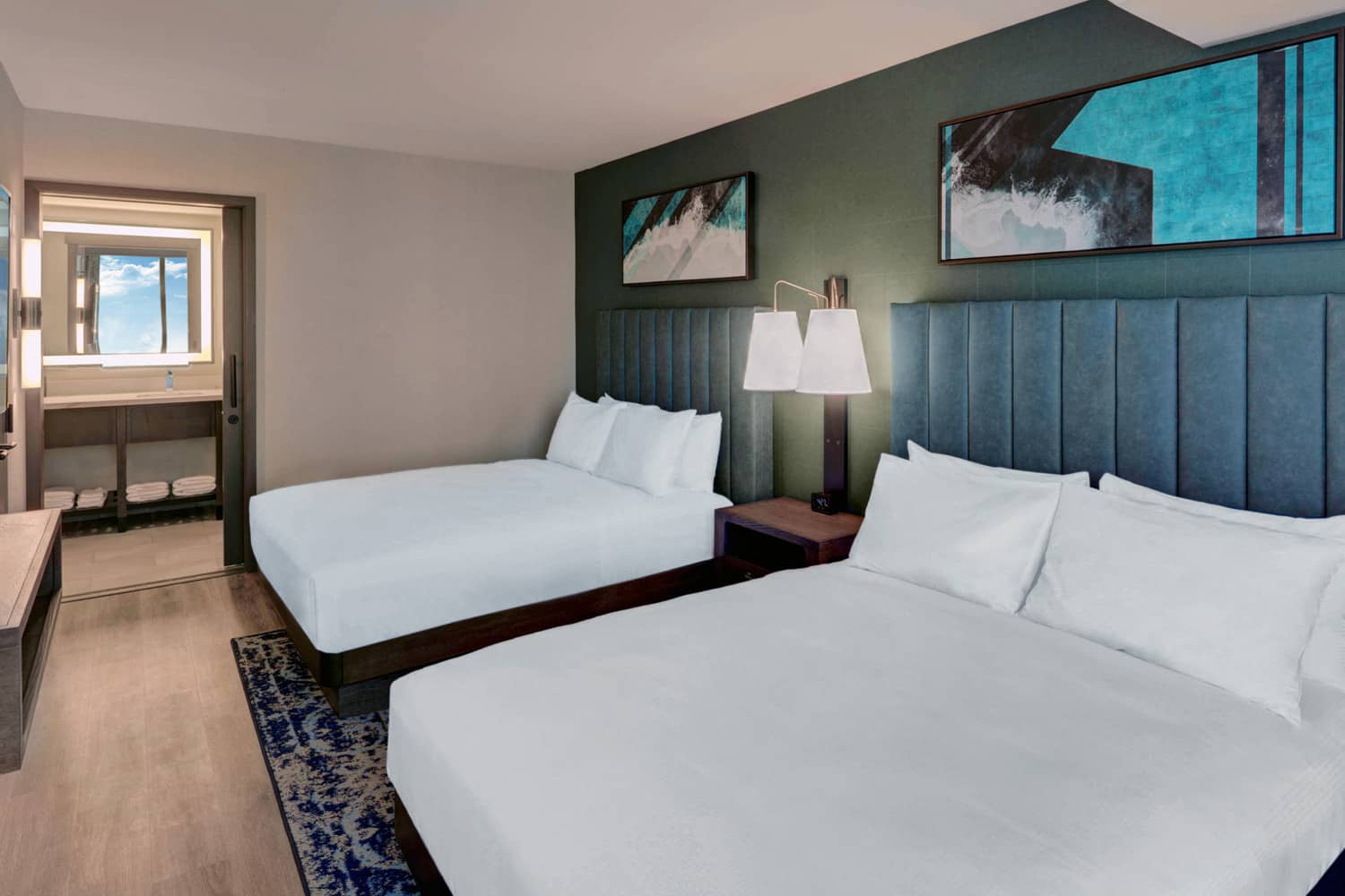 An oceanfront suite at the Embassy Suites Virginia Beach Oceanfront Resort