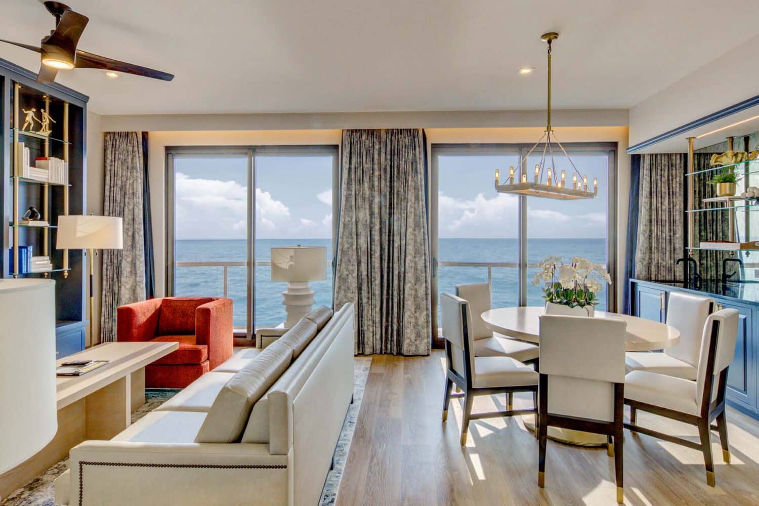 A bedroom suite inside the Embassy Suites Virginia Beach Oceanfront Resort