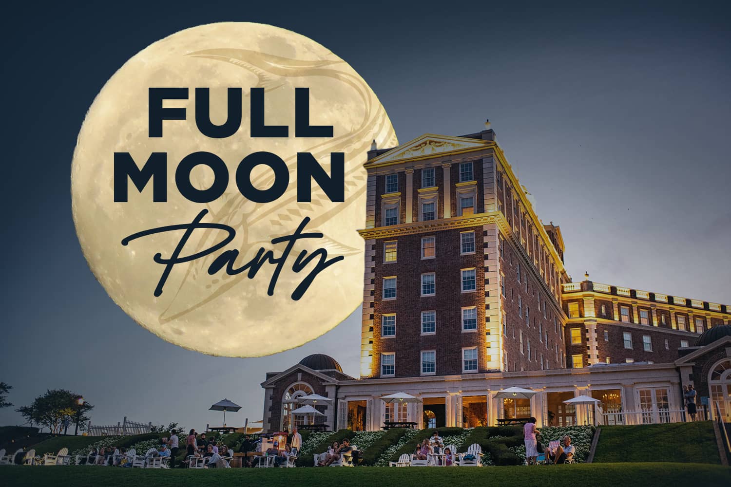 A graphic showing a full moon next to The Historic Cavalier Hotel