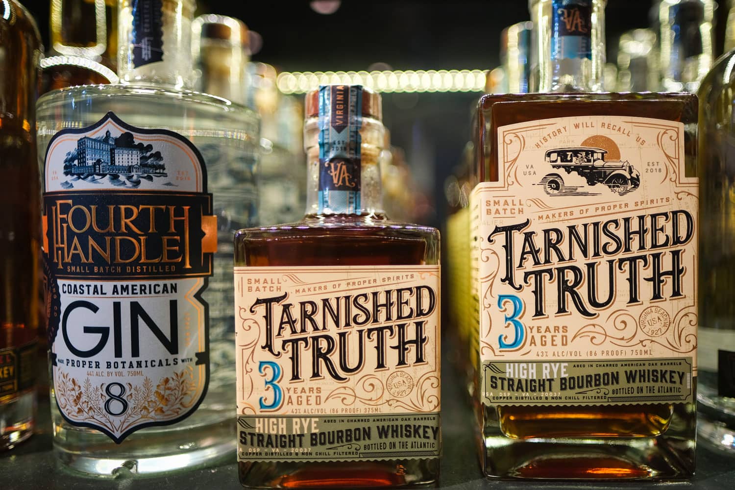 Bottles of spirits at Tarnished Truth Distilling Company
