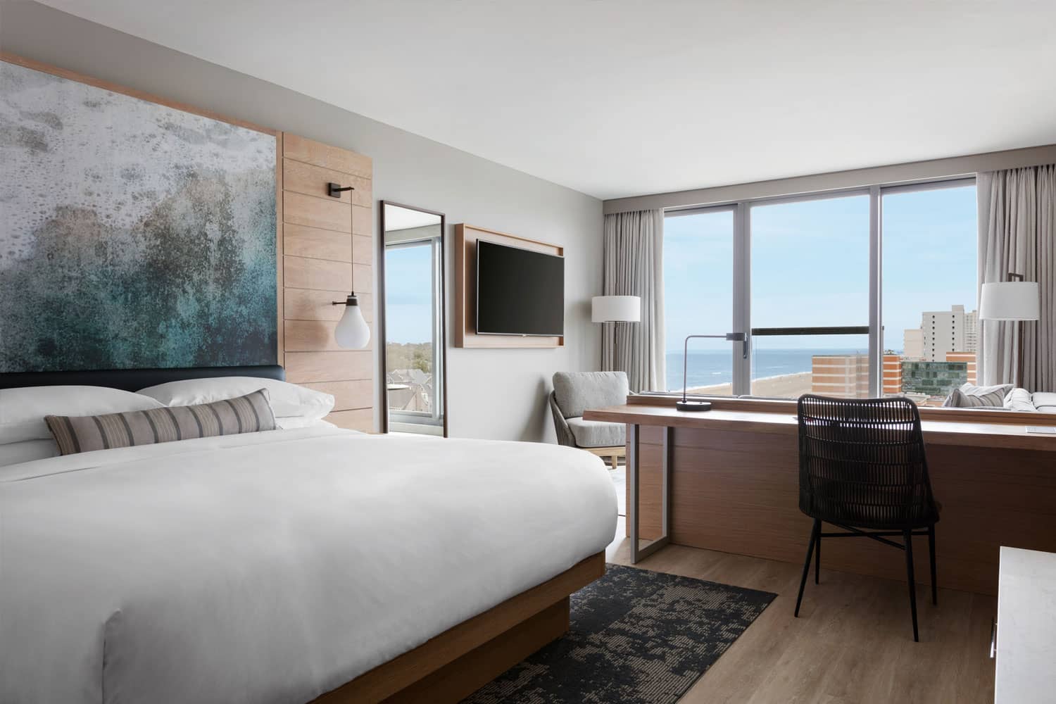 An ocean view room at the Marriott Virginia Beach Oceanfront Resort