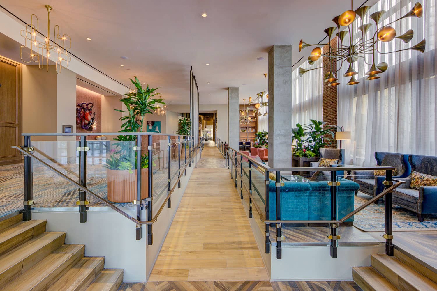 The lobby of the Embassy Suites Virginia Beach Oceanfront Resort