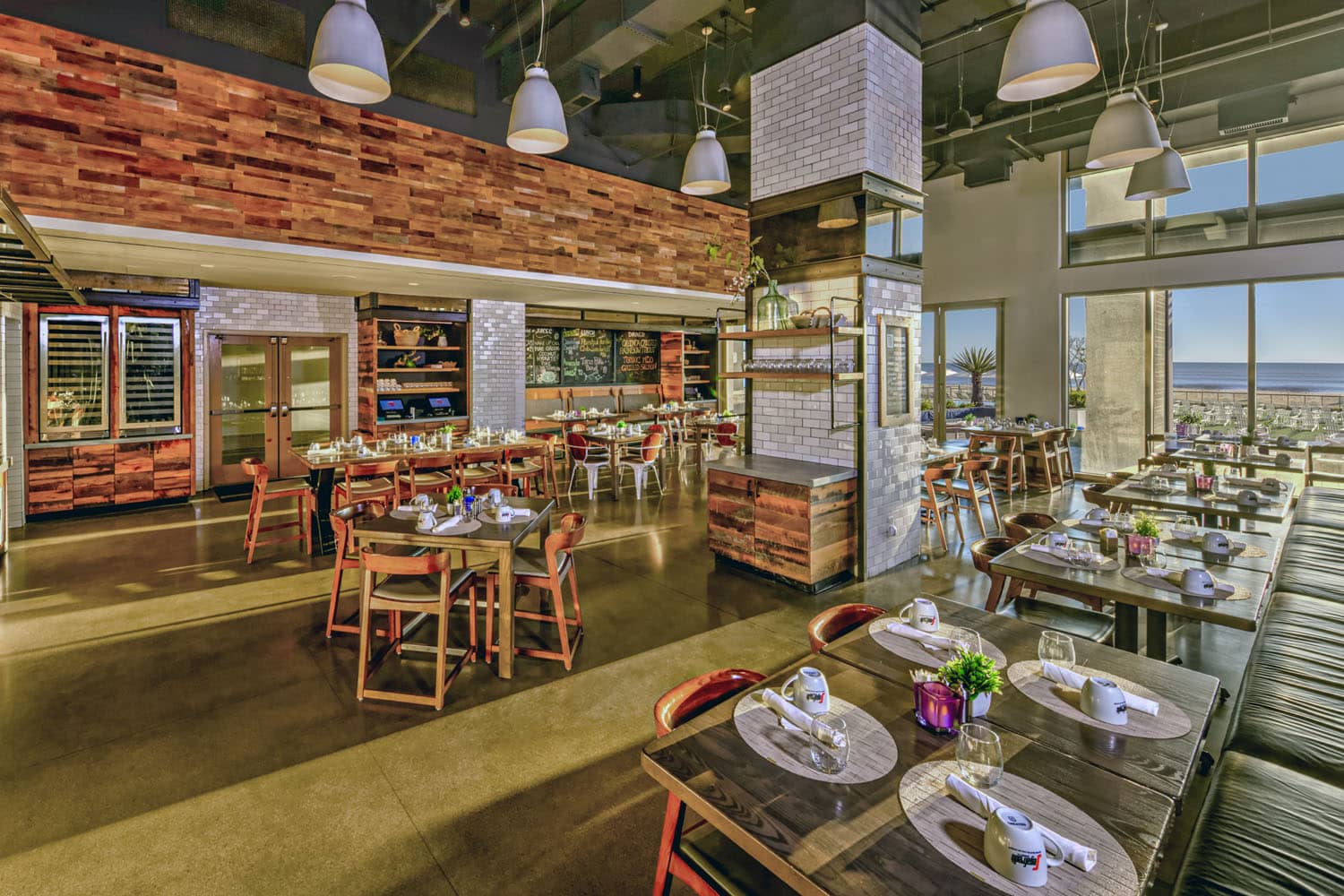 The interior dining room at Tulu Seaside Bar & Grill at the Cavalier Resort