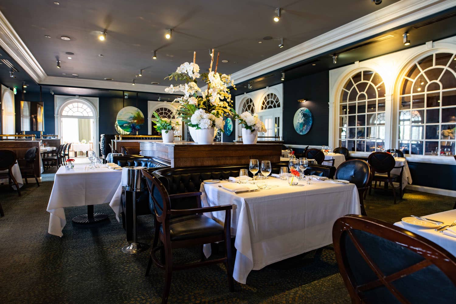 The interior dining room inside Becca Restaurant & Garden