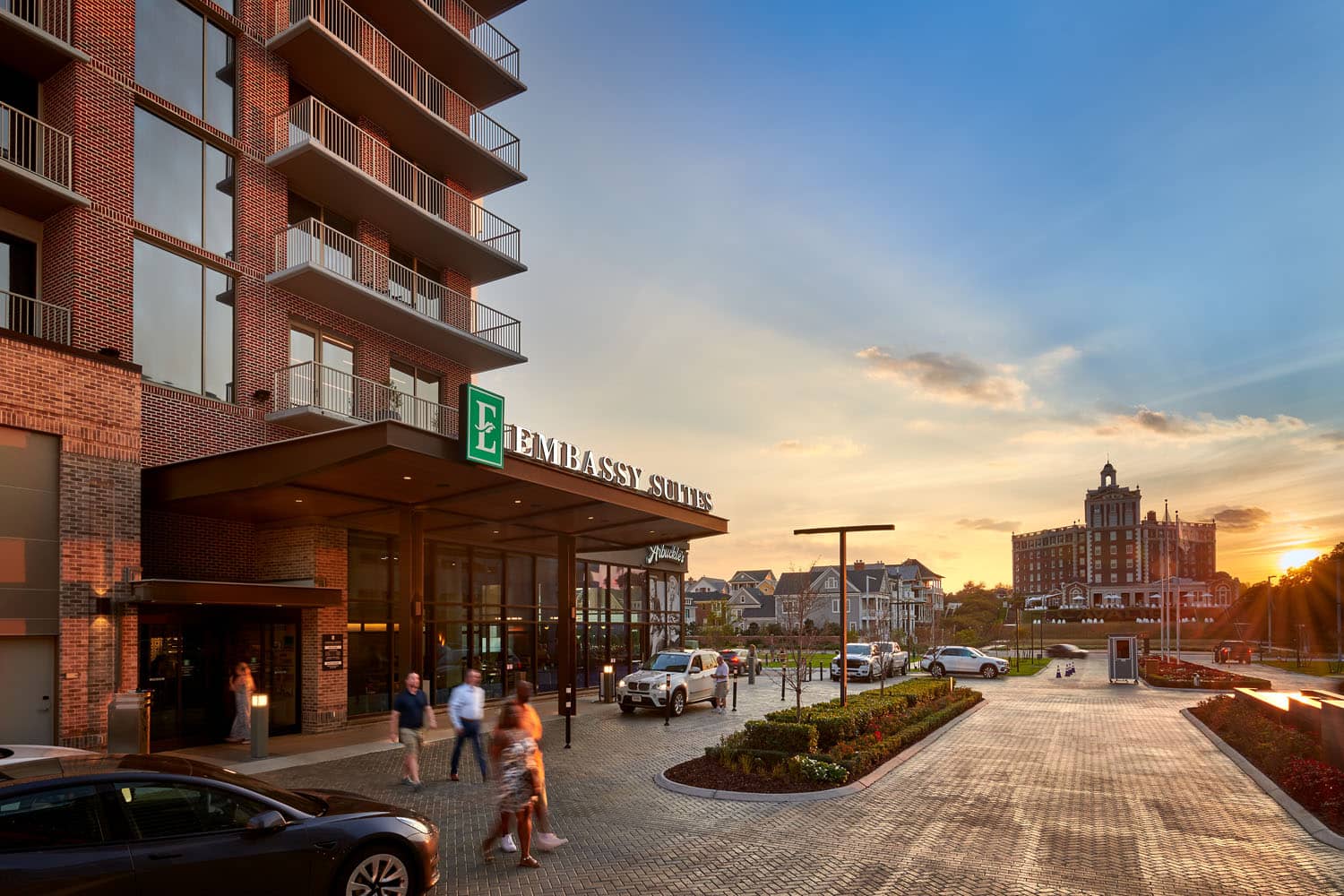 The main entrance to the Embassy Suites Virginia Beach Oceanfront Resort