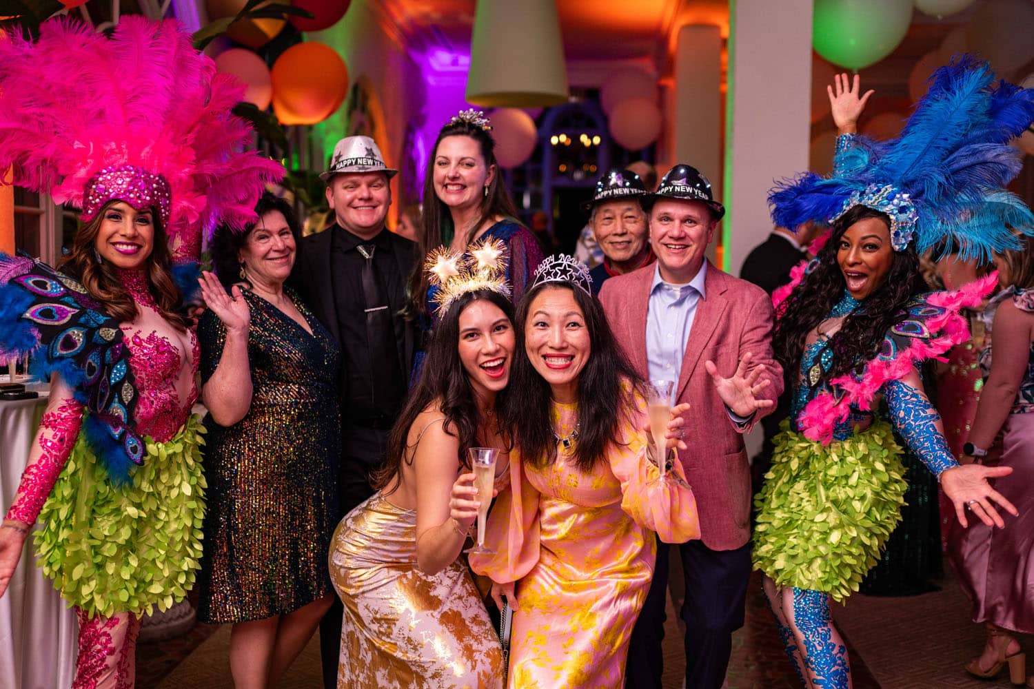 A New Year's Eve party inside The Historic Cavalier Hotel