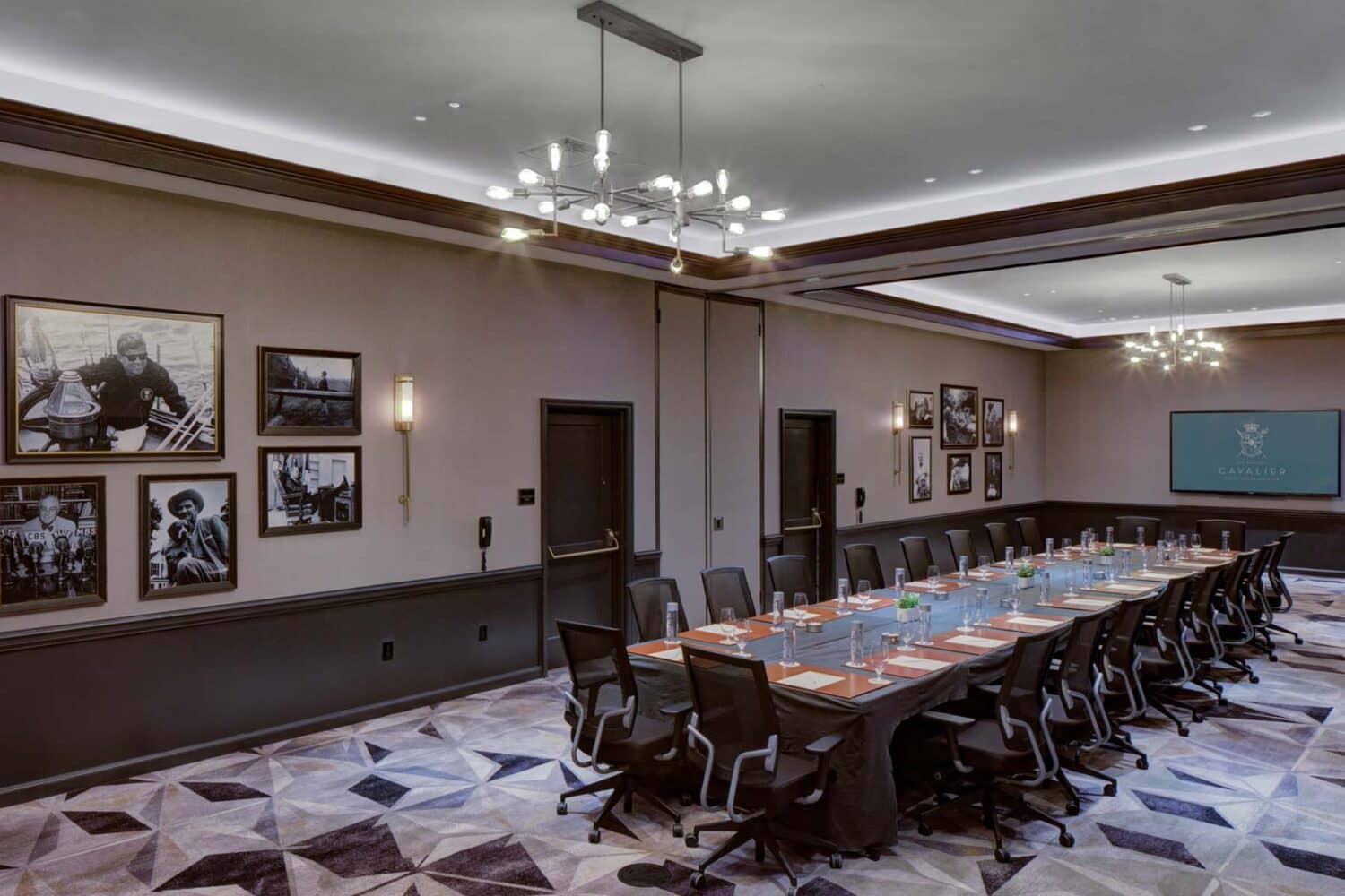 A meeting room inside The Historic Cavalier Hotel