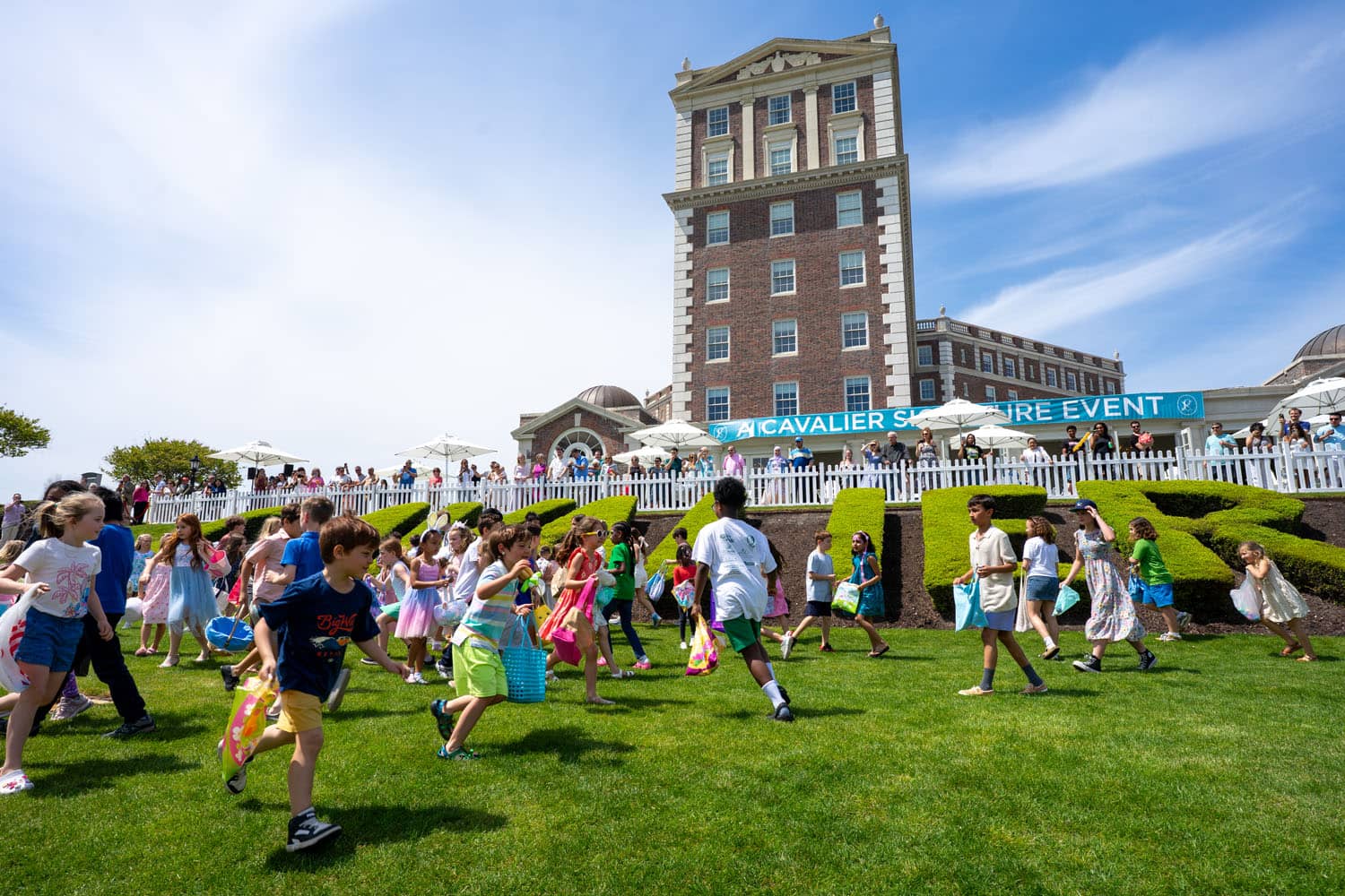 An Easter Egg hunt on The Historic Cavalier Hotel Great Lawn