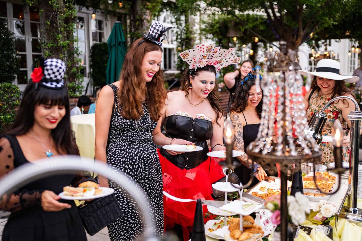 A themed outdoor garden party at The Historic Cavalier Hotel