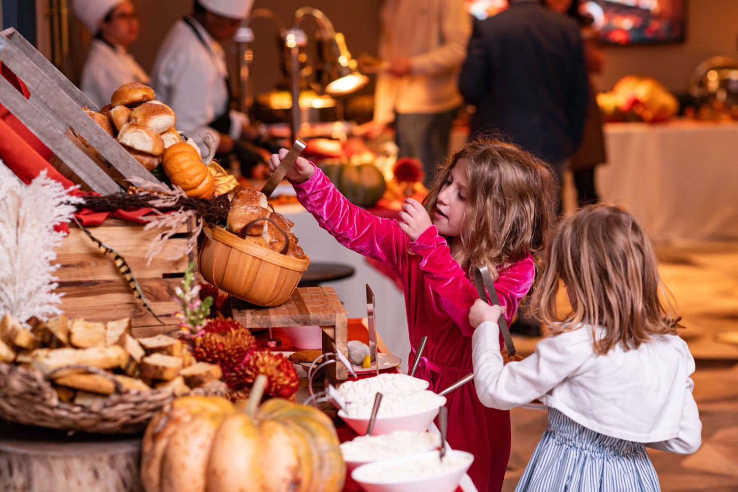 A Thanksgiving dining buffet at The Historic Cavalier Hotel's Crystal Ballroom