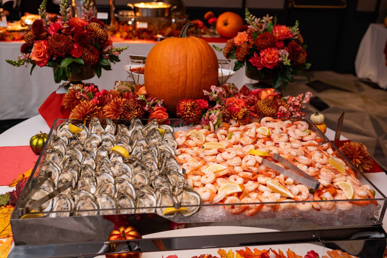 A Thanksgiving dining buffet at The Historic Cavalier Hotel's Crystal Ballroom