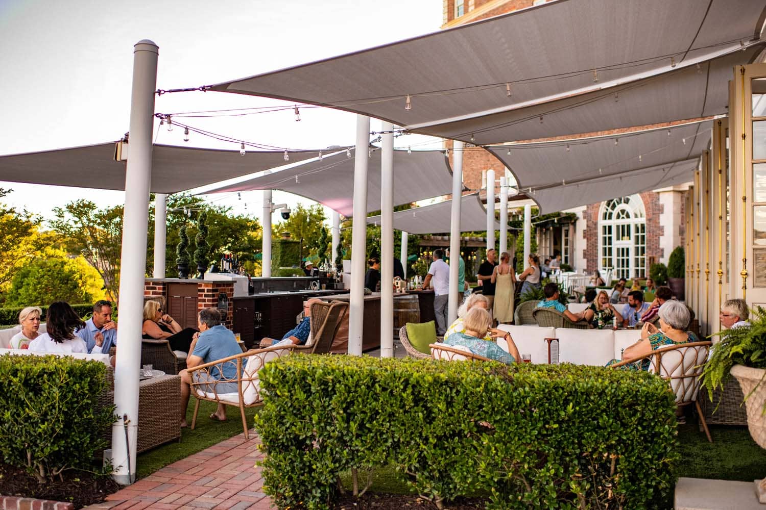 The patio outside The Raleigh Room at The Cavalier Hotel