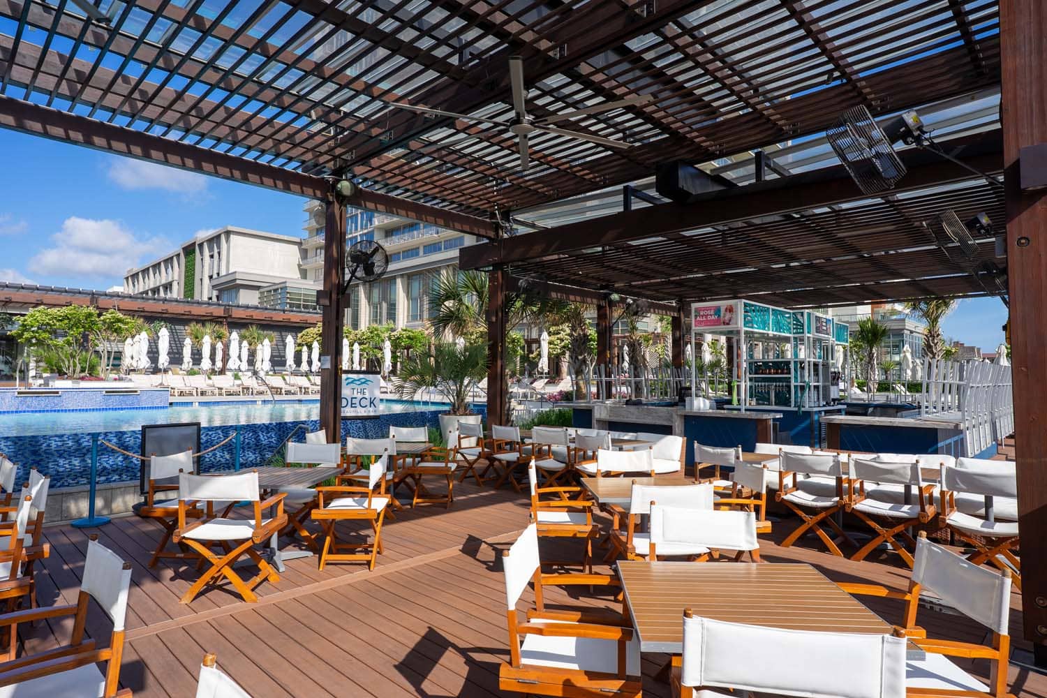 The lounge and seating area at The Deck Seaside Bar & Grill