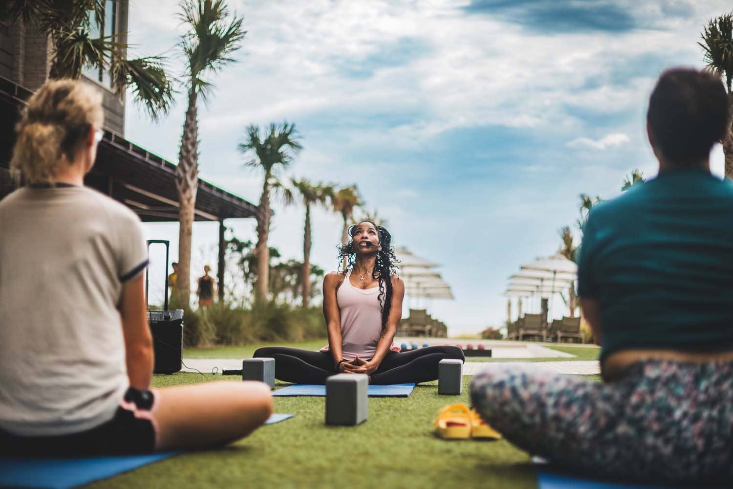 A seaside yoga class at the Cavalier Resort Virginia Beach