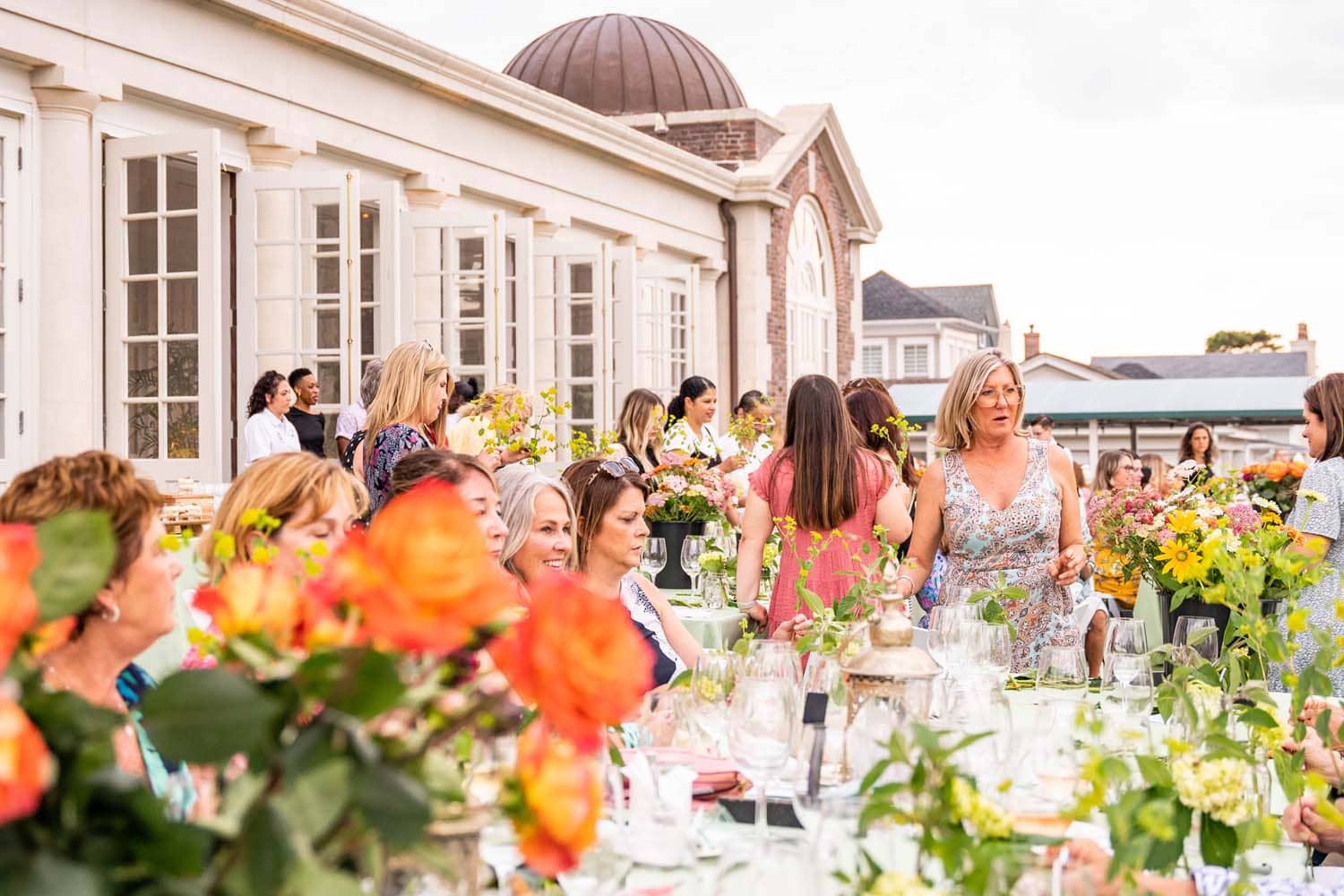 An outdoor floral party and lesson at The Historic Cavalier Hotel