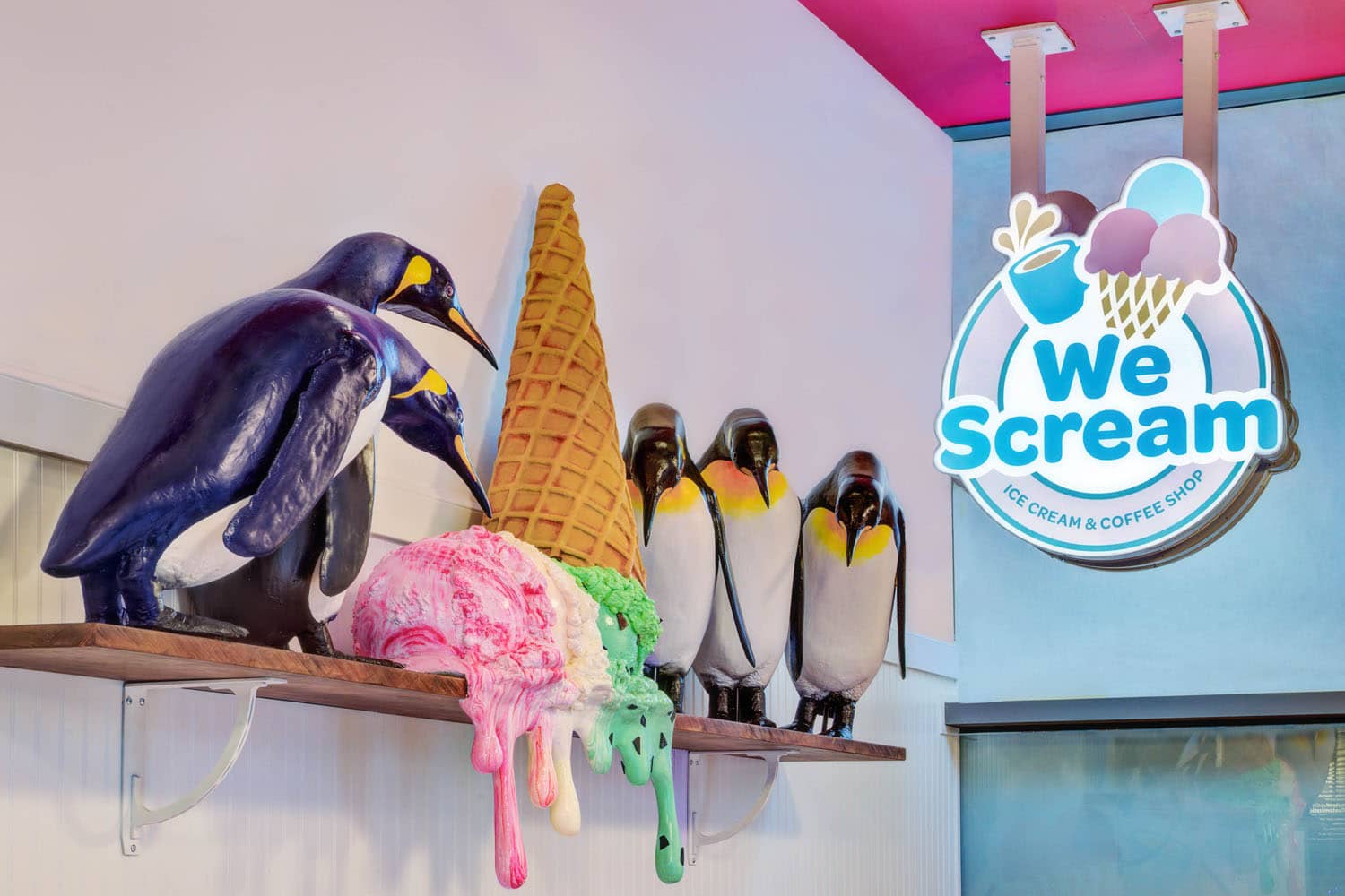 The interior of We Scream Ice Cream & Coffee Shop at the Cavalier Resort