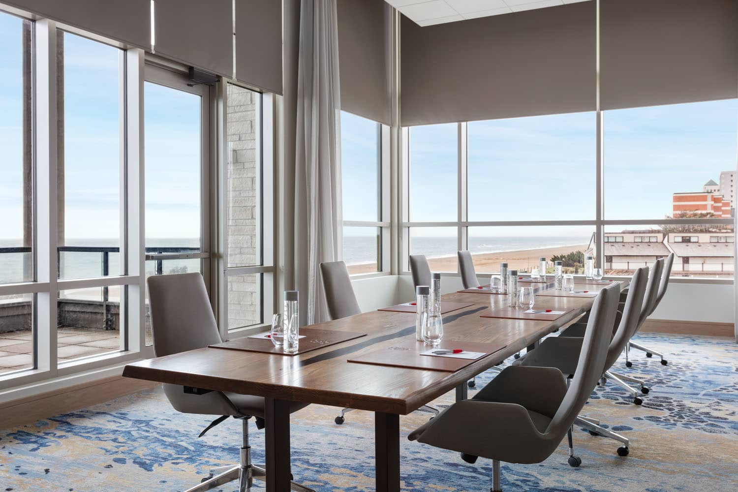 A meeting room with ocean views and balcony access at the Cavalier Resort Virginia Beach