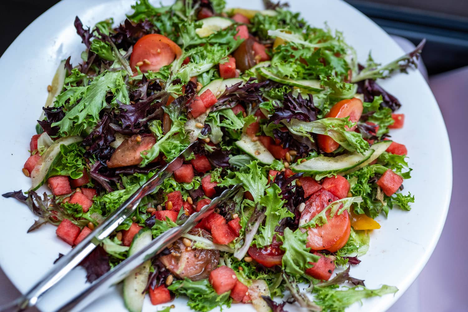 A fresh salad on a buffet table at The Historic Cavalier Hotel