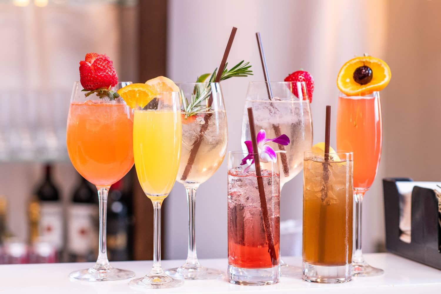 Mother's Day dining cocktails on a table