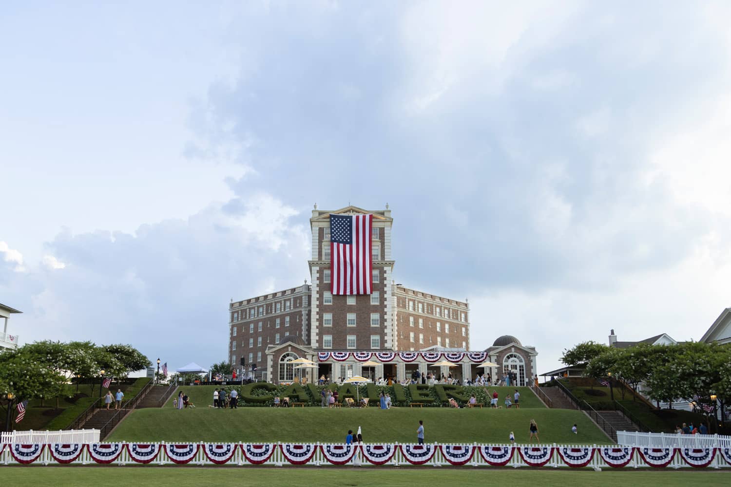 The Historic Cavalier Hotel decorated for July 4th